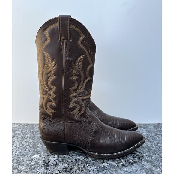 Justin 8306 Lizard Skin Western Cowboy Boots Brown Men’s Size 11